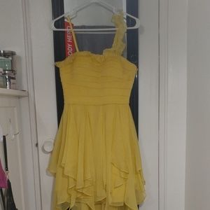 Aidan Mattox yellow high low dress